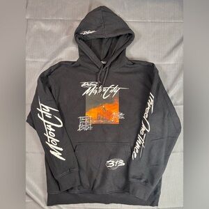 H&M Detroit Motor City Hoodie Size M – Black Relaxed Fit Streetwear Graphic Pull